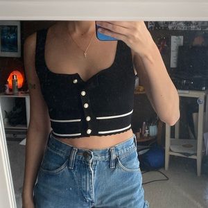 aritzia black button up tank